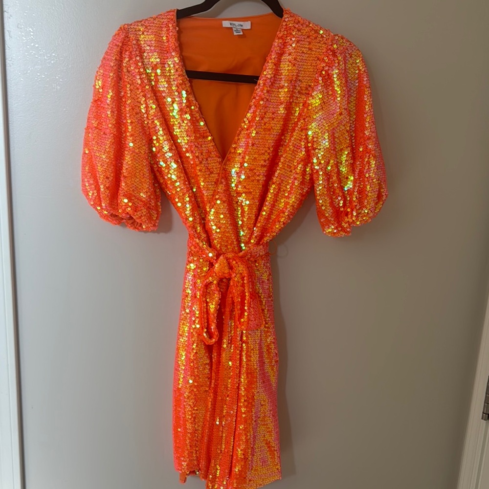 Vibrant Sequin Wrap Dress